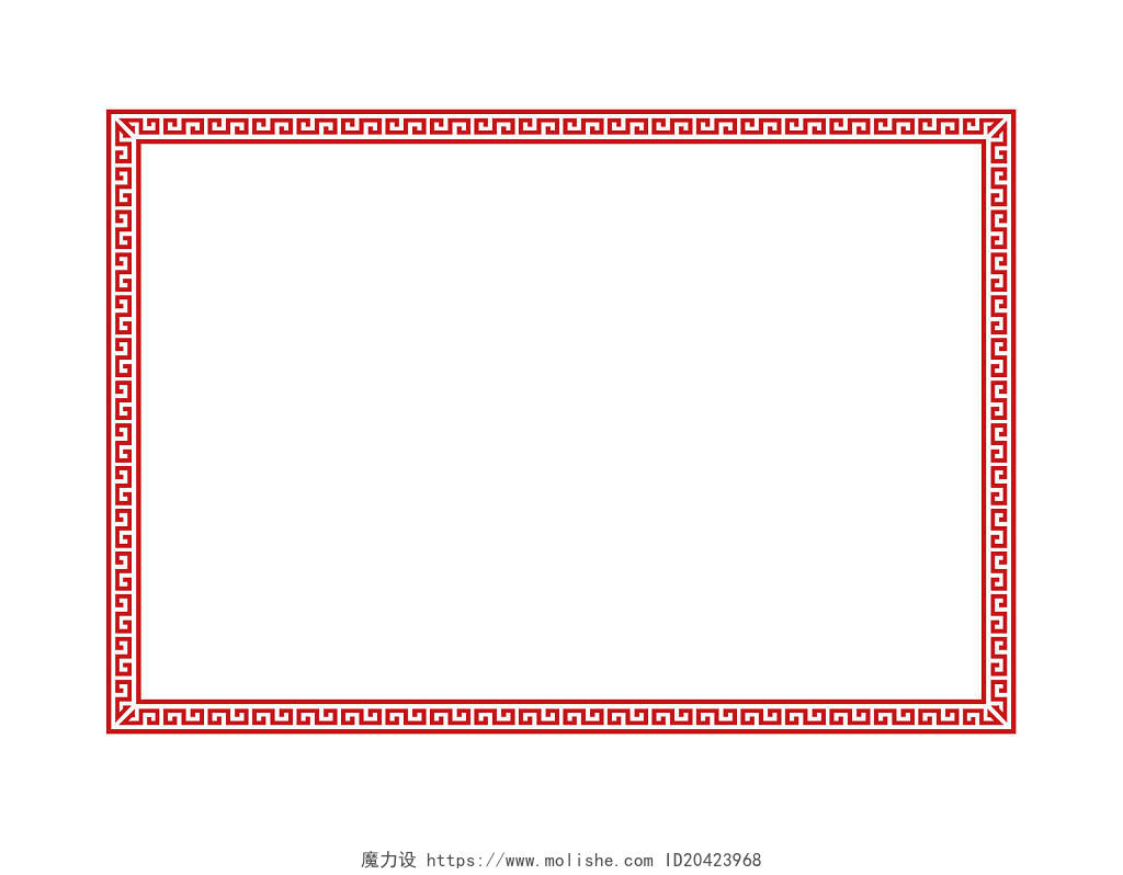 手绘中式边框底纹元素红色中式边框PNG素材
